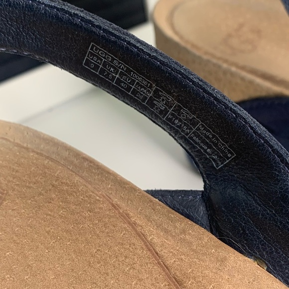 Ugg Kenley Navy Leather Strappy Slingback Wedges Size 9 - Picture 6 of 12